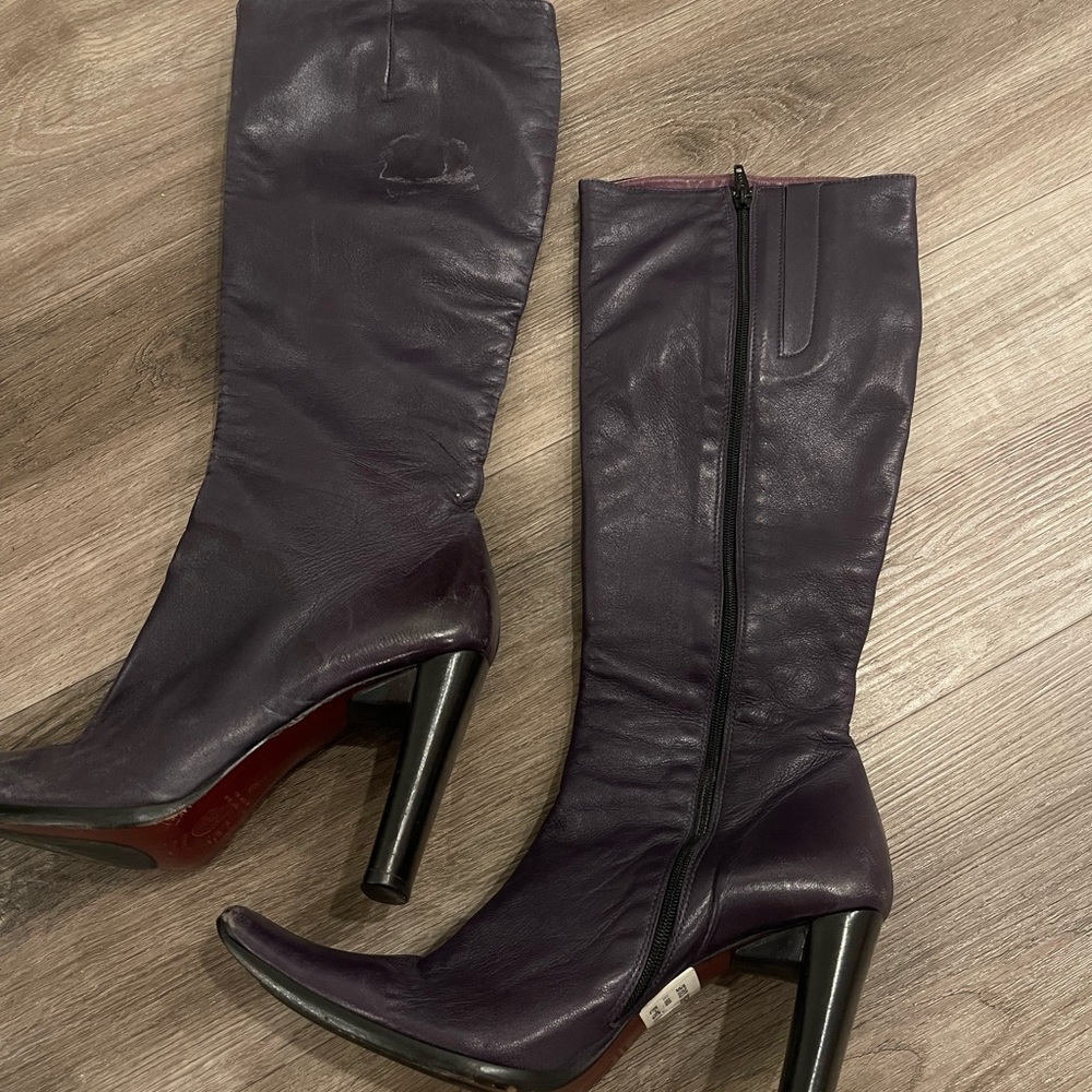 Vintage Aldo Elegant Purple Leather Knee-High Boots
